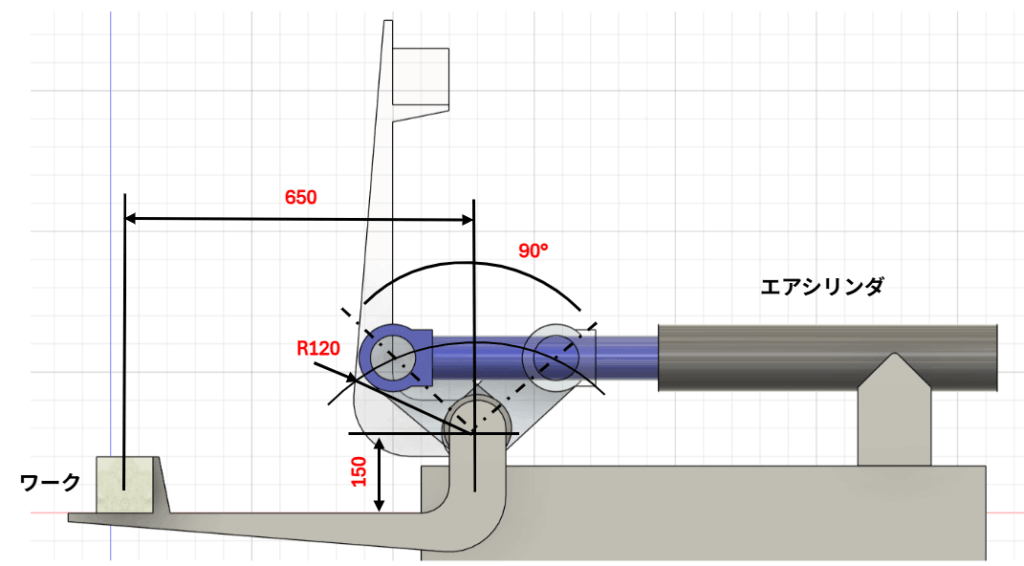 エアシリンダ正面図